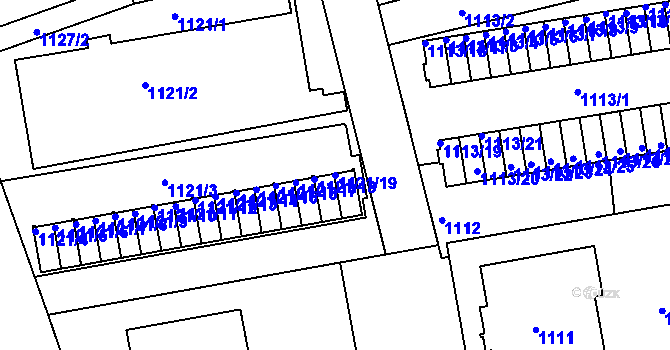 Parcela st. 1121/19 v KÚ Lhotka, Katastrální mapa