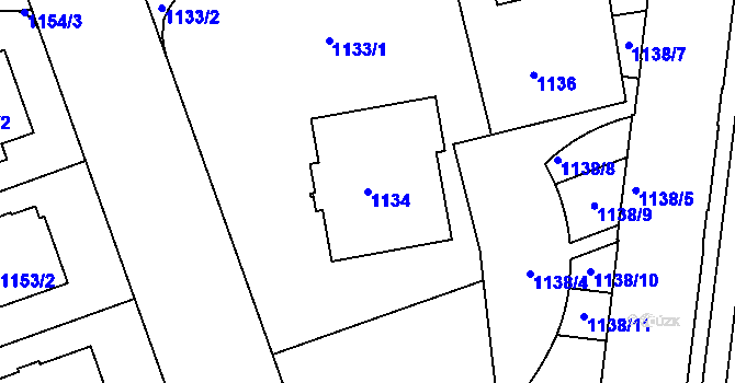 Parcela st. 1134 v KÚ Lhotka, Katastrální mapa