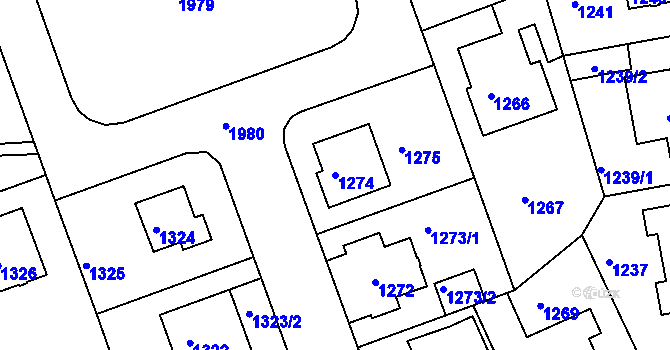 Parcela st. 1274 v KÚ Lhotka, Katastrální mapa