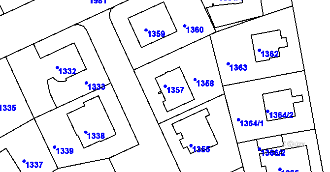 Parcela st. 1357 v KÚ Lhotka, Katastrální mapa