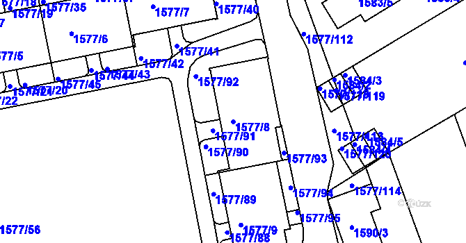 Parcela st. 1577/8 v KÚ Lhotka, Katastrální mapa