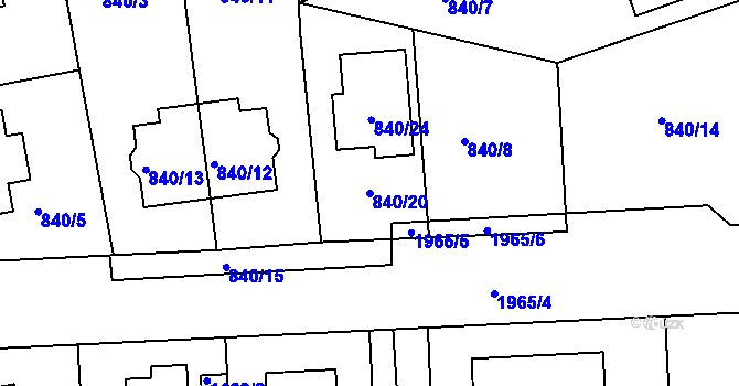 Parcela st. 840/20 v KÚ Lhotka, Katastrální mapa