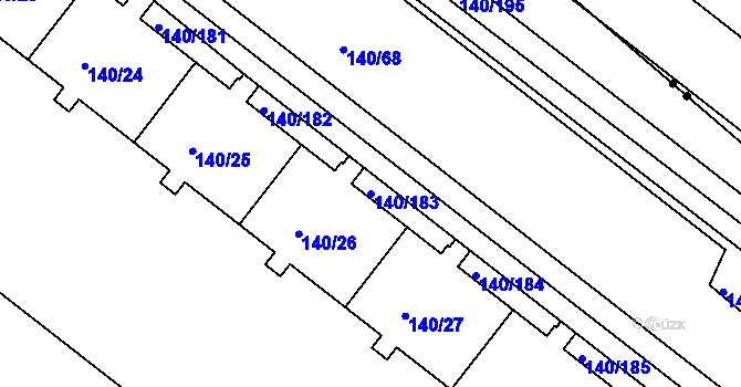 Parcela st. 140/183 v KÚ Lhotka, Katastrální mapa