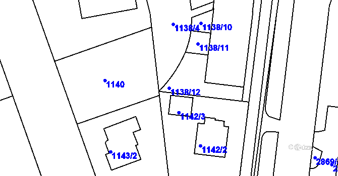 Parcela st. 1138/12 v KÚ Lhotka, Katastrální mapa