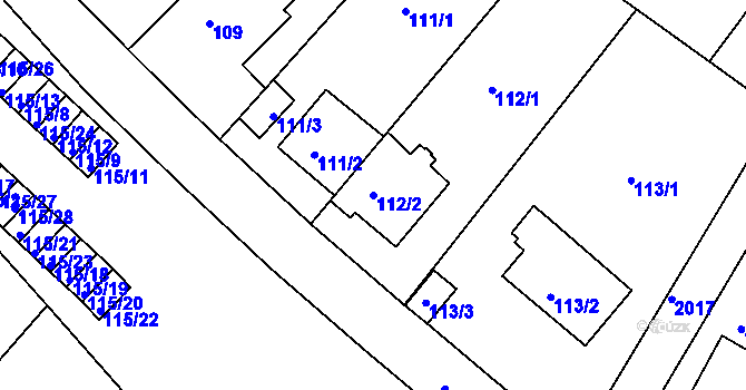Parcela st. 112/2 v KÚ Podolí, Katastrální mapa