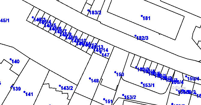 Parcela st. 147 v KÚ Podolí, Katastrální mapa