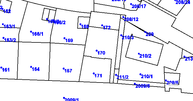 Parcela st. 170 v KÚ Podolí, Katastrální mapa