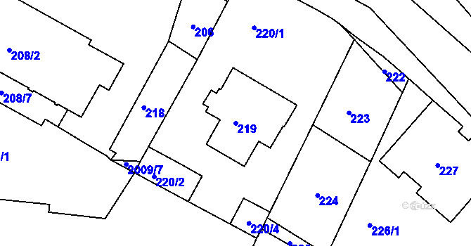 Parcela st. 219 v KÚ Podolí, Katastrální mapa