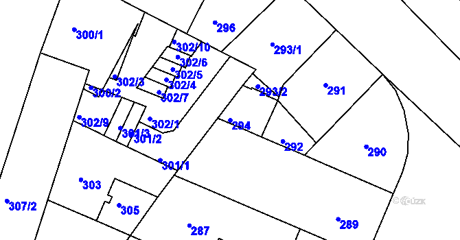 Parcela st. 294 v KÚ Podolí, Katastrální mapa