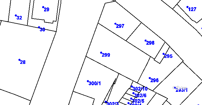 Parcela st. 299 v KÚ Podolí, Katastrální mapa