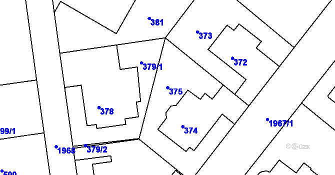 Parcela st. 375 v KÚ Podolí, Katastrální mapa