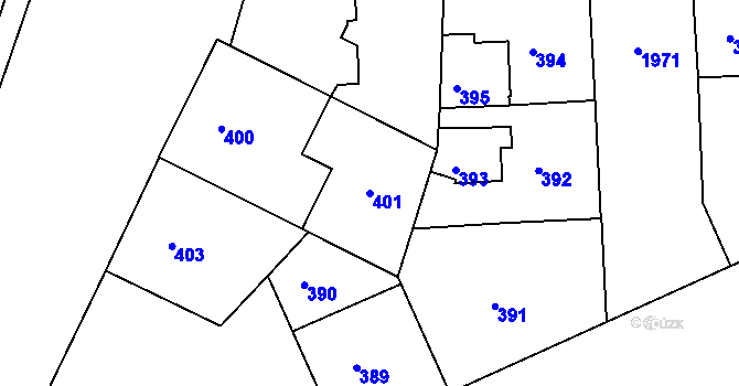 Parcela st. 401 v KÚ Podolí, Katastrální mapa