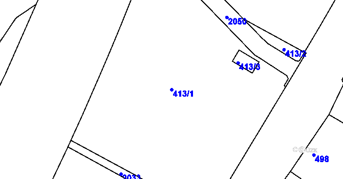 Parcela st. 413/1 v KÚ Podolí, Katastrální mapa