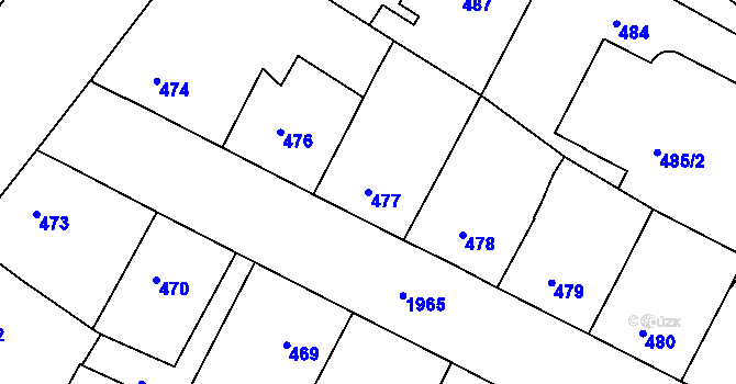 Parcela st. 477 v KÚ Podolí, Katastrální mapa