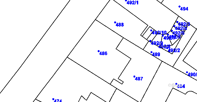 Parcela st. 486 v KÚ Podolí, Katastrální mapa