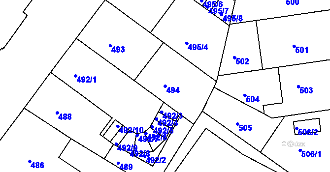 Parcela st. 494 v KÚ Podolí, Katastrální mapa
