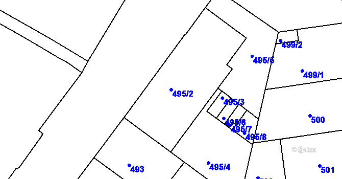 Parcela st. 495/2 v KÚ Podolí, Katastrální mapa