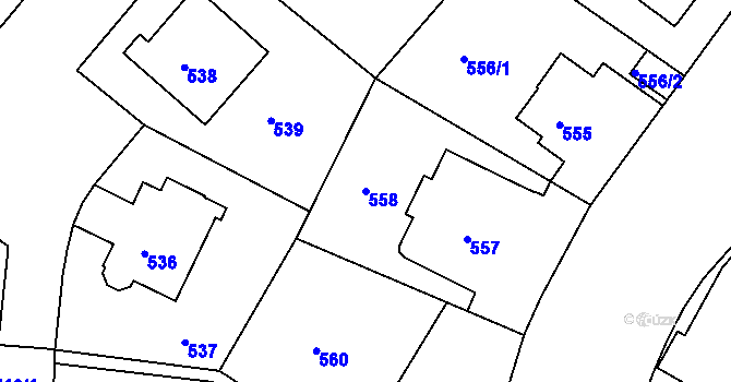 Parcela st. 558 v KÚ Podolí, Katastrální mapa