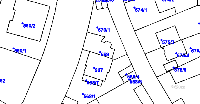 Parcela st. 569 v KÚ Podolí, Katastrální mapa