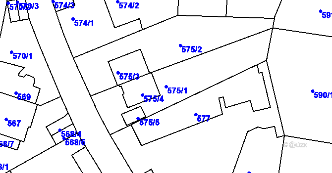 Parcela st. 575/1 v KÚ Podolí, Katastrální mapa