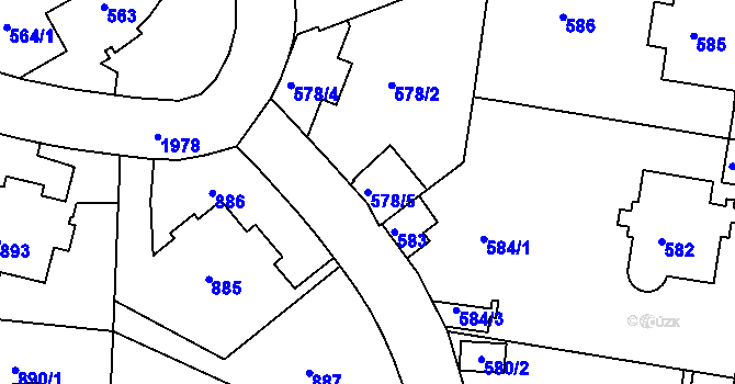 Parcela st. 578/5 v KÚ Podolí, Katastrální mapa