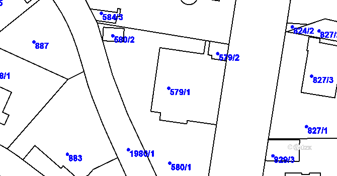 Parcela st. 579/1 v KÚ Podolí, Katastrální mapa
