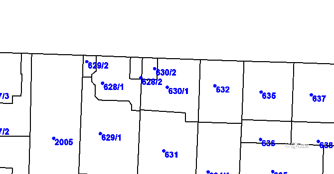 Parcela st. 630/1 v KÚ Podolí, Katastrální mapa