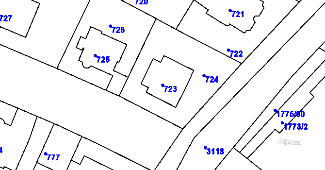 Parcela st. 723 v KÚ Podolí, Katastrální mapa