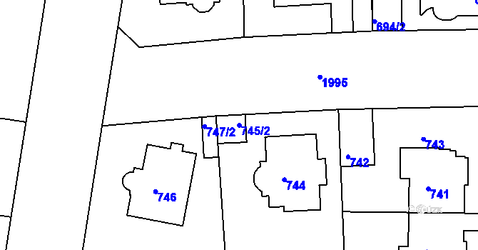 Parcela st. 745/2 v KÚ Podolí, Katastrální mapa