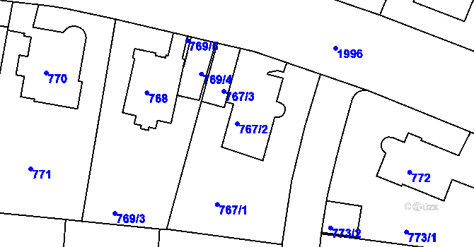 Parcela st. 767/2 v KÚ Podolí, Katastrální mapa