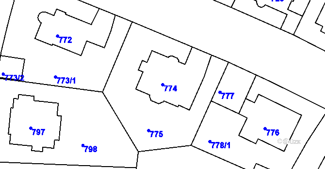 Parcela st. 774 v KÚ Podolí, Katastrální mapa