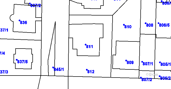 Parcela st. 811 v KÚ Podolí, Katastrální mapa