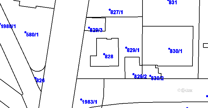 Parcela st. 828 v KÚ Podolí, Katastrální mapa