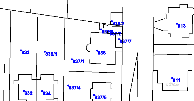 Parcela st. 836 v KÚ Podolí, Katastrální mapa