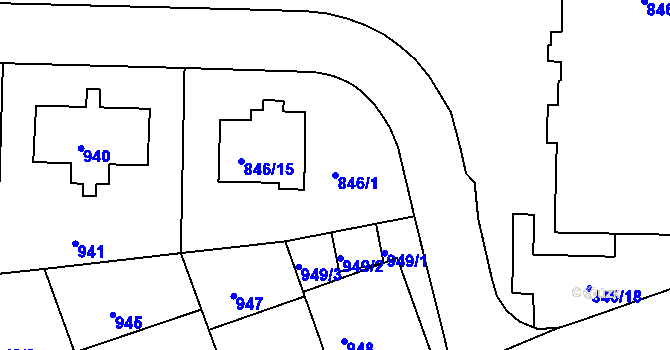 Parcela st. 846/1 v KÚ Podolí, Katastrální mapa