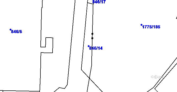 Parcela st. 846/14 v KÚ Podolí, Katastrální mapa