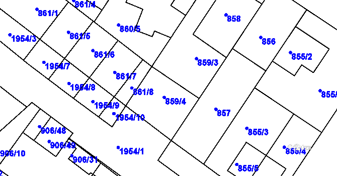 Parcela st. 859 v KÚ Podolí, Katastrální mapa