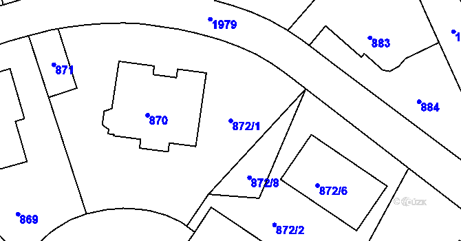 Parcela st. 872/1 v KÚ Podolí, Katastrální mapa