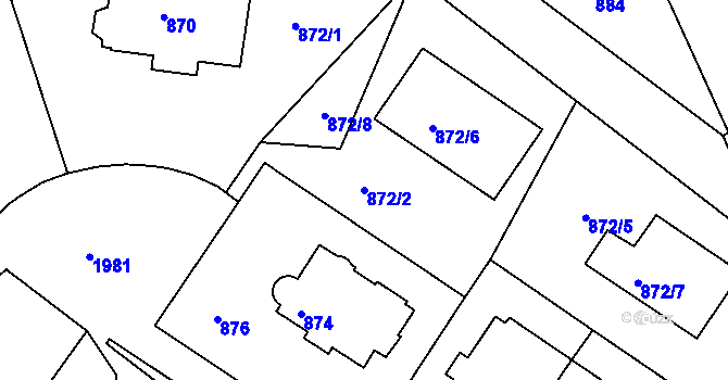 Parcela st. 872/2 v KÚ Podolí, Katastrální mapa