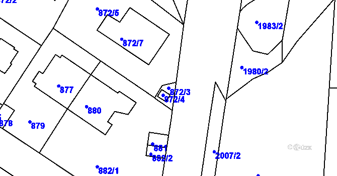 Parcela st. 872/3 v KÚ Podolí, Katastrální mapa
