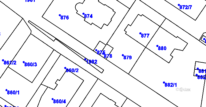 Parcela st. 878 v KÚ Podolí, Katastrální mapa
