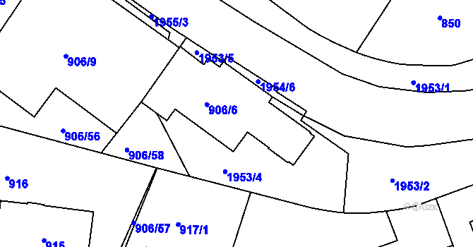 Parcela st. 906/7 v KÚ Podolí, Katastrální mapa