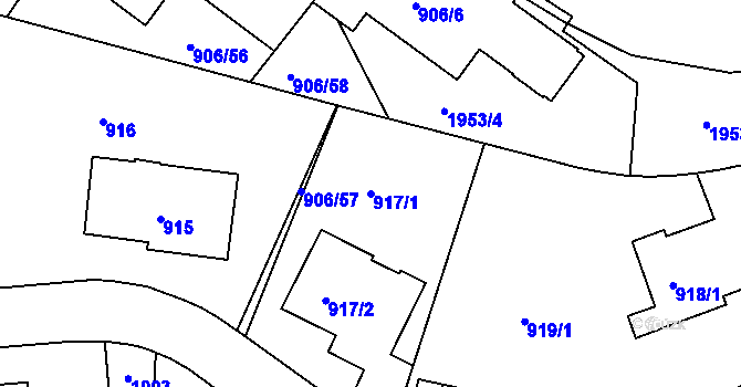 Parcela st. 917/1 v KÚ Podolí, Katastrální mapa