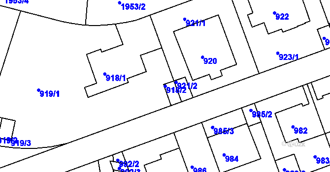 Parcela st. 918/2 v KÚ Podolí, Katastrální mapa
