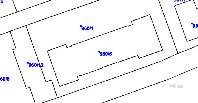 Parcela st. 960/6 v KÚ Podolí, Katastrální mapa