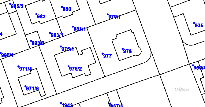Parcela st. 977 v KÚ Podolí, Katastrální mapa