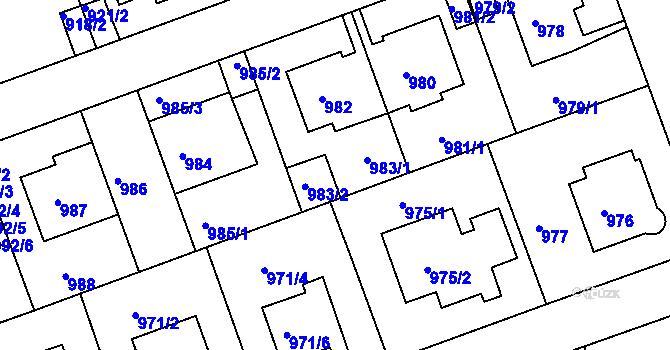 Parcela st. 983 v KÚ Podolí, Katastrální mapa