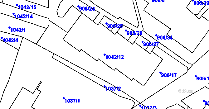 Parcela st. 1042/12 v KÚ Podolí, Katastrální mapa