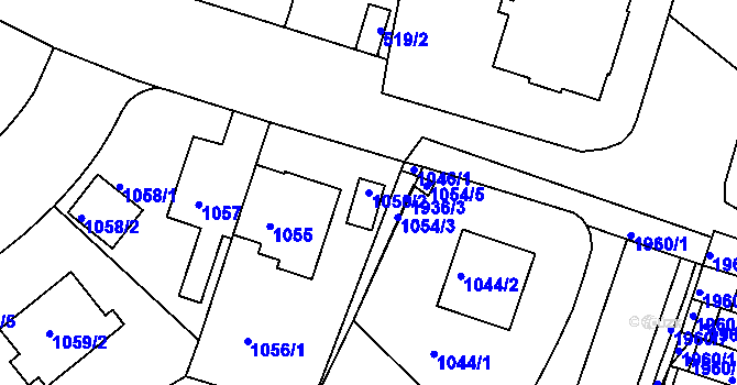 Parcela st. 1056/2 v KÚ Podolí, Katastrální mapa