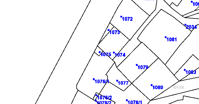 Parcela st. 1075 v KÚ Podolí, Katastrální mapa